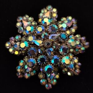 Vintage Crystal Snowflake Brooch